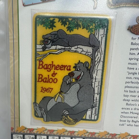 Willabee & Ward Disney Baloo Bagheera 1967 Collectible Patch & Fact Card - Picture 2 of 4